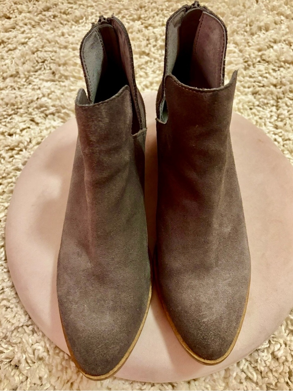 Steve Madden Taupe Suede Pointed Ankle Booties